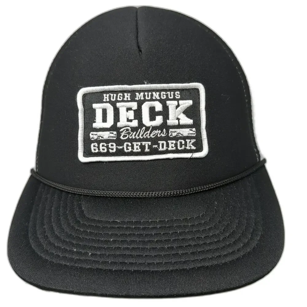 Spirit Trucker Hat Black White One Size Hugh Mungus Deck Builders Mesh Snapback